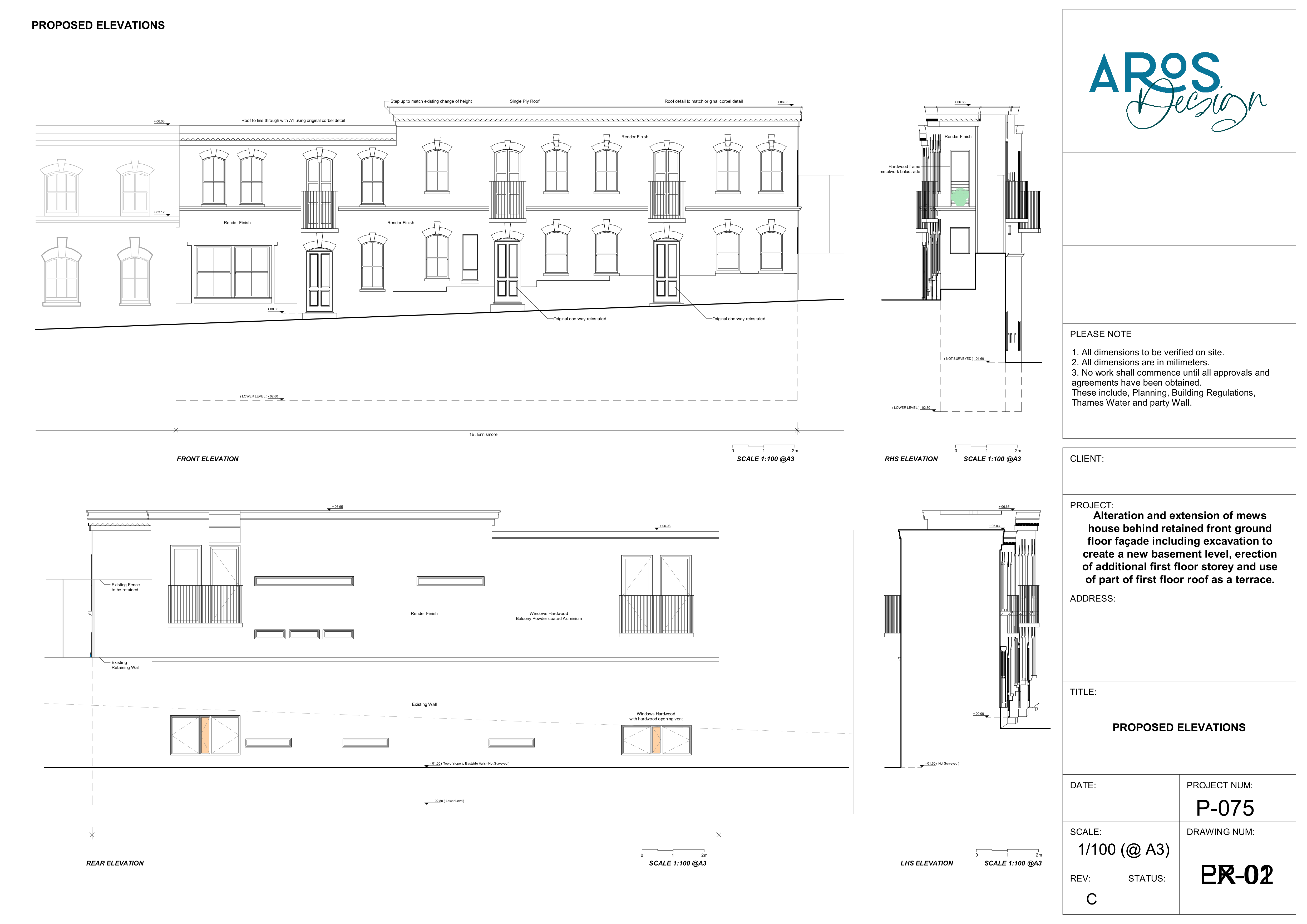 Proposed Elevations - Technical Drawing