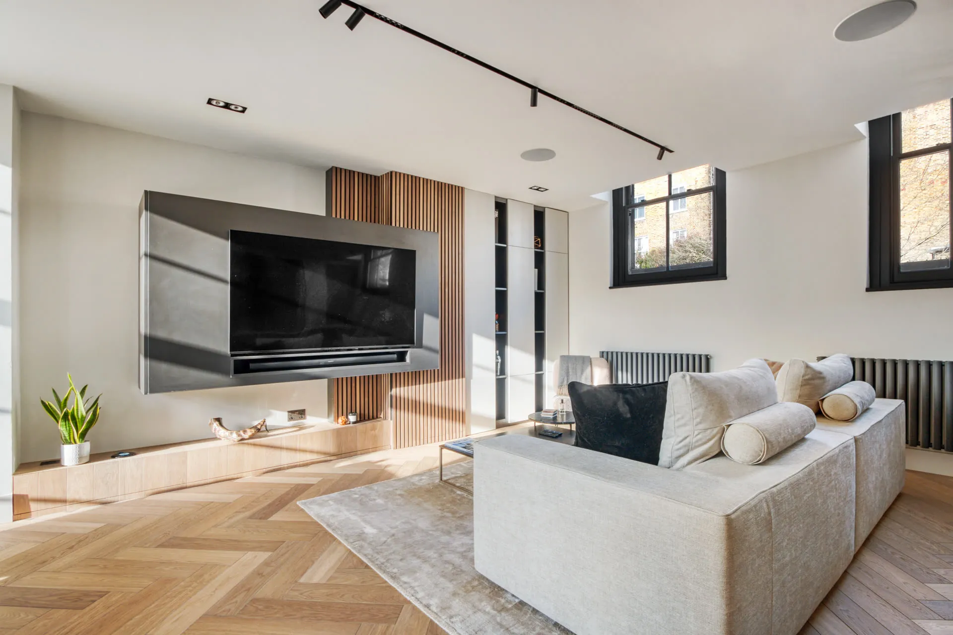 Media wall joinery in the Kensington family home