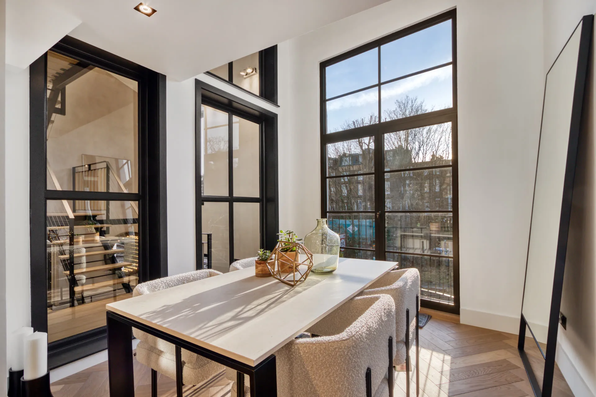 Dining area and staircase in the Kensington family home