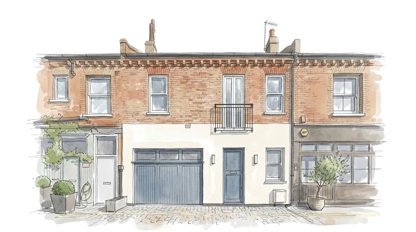 Watercolour sketch of the Russell Gardens Mews house by Studio AROS